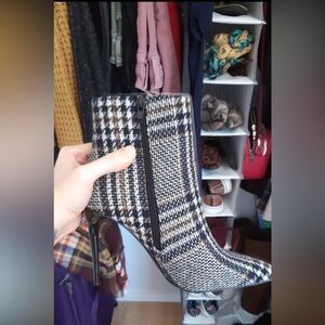 LILIANNA Plaid Stiletto Ankle Boots - Black and Brown